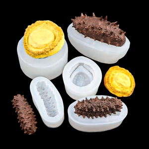 Realistic silicone mold set for DIY sea cucumber and abalone shaped cake and resin crafts