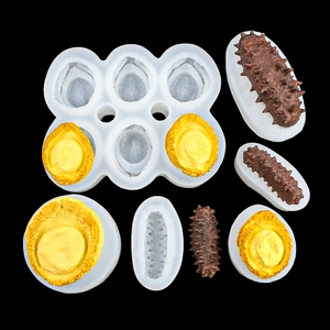 Silicone mold for realistic sea cucumber and abalone shapes with finished samples