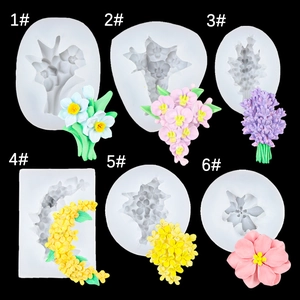 Moule en Silicone Fleur pour Décoration de Gâteau Fondant Chocolat Résine Époxy Argile Narcisse Lavande Outil de Cuisson