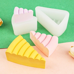 Triangle cheese cake silicone mold with wavy texture for baking chocolate desserts