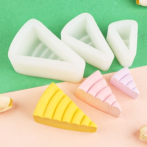 Three sizes of triangular silicone molds for cheese cake and chocolate dessert decorating