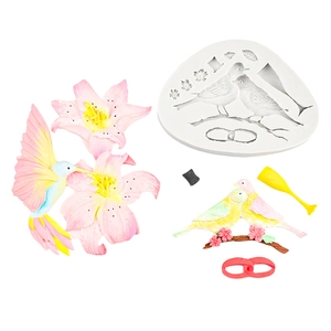 Moule en silicone oiseaux et fleurs pour décoration de gâteaux et pâtisserie DIY