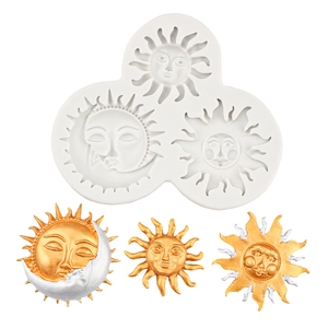 Silicone celestial sun and moon fondant mold for DIY cake decorating and crafts