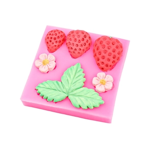 Stampo in silicone rosa con fragole e fiori per decorazione di torte e dolci