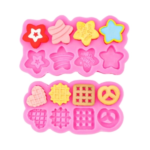 Moules en silicone rose pour biscuits étoile coeur arc-en-ciel et décors de gâteaux gaufres