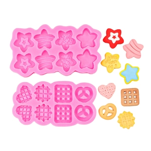 Moule à Gâteau en Silicone en Forme de Biscuit Étoile Cœur Carré pour Décoration de Chocolat DIY Outil d'Artisanat en Argile