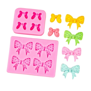 Silikonform-Set für Schleifen-Fondant mit bunten Harz- und Ton-Schleifenmustern