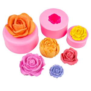 3D rose flower silicone molds set for candle making and DIY resin chocolate crafts