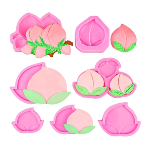 Moule en Silicone Pêche 3D DIY Décoration de Gâteau Bougie d'Aromathérapie Plâtre Savon Argile Moule Forme Fruit Accessoire