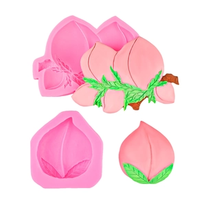 Moules en silicone rose pour fondant pêche et bougies avec modèles de fruits 3D
