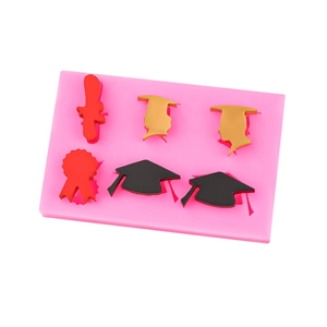 Siliconen mal voor afstuderen met博士帽 en diploma rollen voor fondant en chocolade