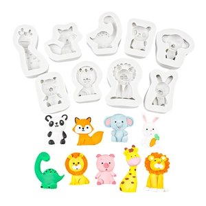 Cartoon Waldtier Silikonform Elefant Giraffe Hase Löwe Panda Form Für Tortendeko Fondant Schokolade Backen DIY Ton Werkzeuge