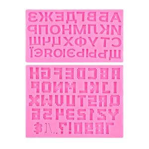 Moules en silicone rose pour lettres cyrilliques russes et chiffres pour décor de gâteaux