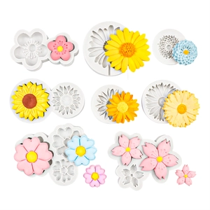 Siliconen Bloemvorm Kersenbloesem Zonnebloem Madeliefje Patroon Voor Taartdecoratie Chocolade Zeep Aromatherapie Gips DIY