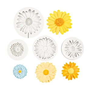 Siliconen mallen voor fondant en gips met madeliefjes en zonnebloemen ontwerpen