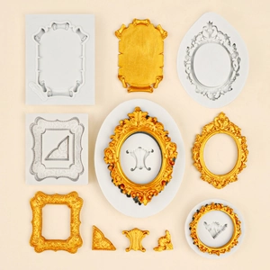 Ensemble de moules en silicone cadre baroque pour décorations de gâteau fondant