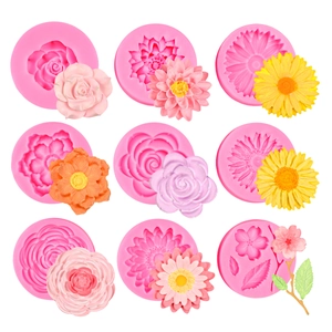 Daisy Sunflower Lotus Rose Flower Silicone Fondant Cake Mold For Chocolate Baking Decoration DIY Soap Candle Making Tool