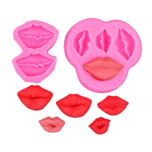 Lip shaped silicone molds set for DIY cake toppers, chocolate, and candle decorations