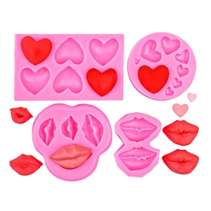 Valentine's Day Heart Lip Shaped Silicone Mold For Cake Decoration Chocolate Aromatherapy Candle Plaster DIY Baking Tool