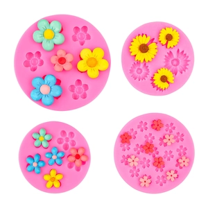 Pink silicone flower molds set for fondant chocolate and aromatherapy stone crafts