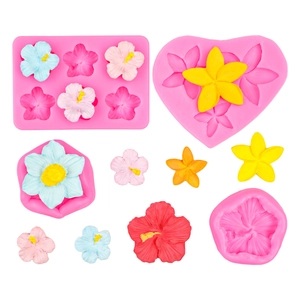 Moule en silicone rose pour fondant et bricolage avec des modèles de fleurs réalistes
