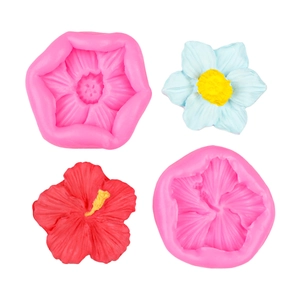 Moules en silicone pour fleurs d'hibiscus en pâte à sucre et chocolat pour décoration