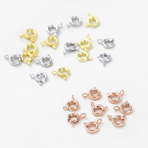 Three colors of 14K gold plated spring ring clasps for DIY jewelry making and necklace ends