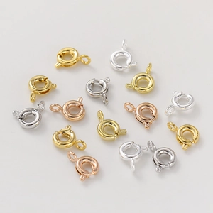 Copper 14K 18K Gold Plated Spring Ring Clasps Color Preserving DIY Jewelry Making Connector Findings For Necklace Bracelet