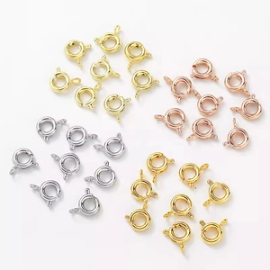 14K gold plated spring ring clasps for DIY jewelry making in four metallic colors