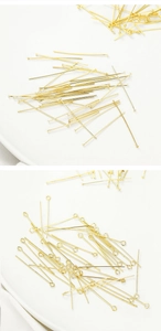 Detail von 14K vergoldeten T-Stiften und Ösenstiften für DIY-Schmuckherstellung