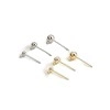 Three pairs of minimalist gold and silver round ball stud earrings in 14K plated finish