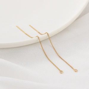 18K Gold Plated Copper Box Chain Earring Threader Pins For DIY Jewelry Making Findings Earring Components For Women