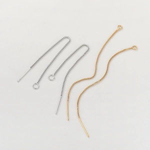 18K gold plated box chain earring threads with needle and open jump rings for DIY jewelry