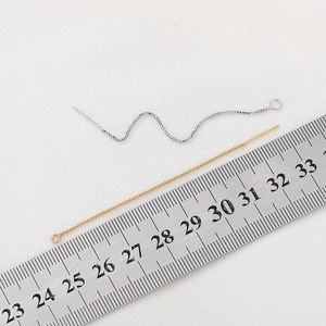 18K gold plated box chain earring threaders with needle end and loop for DIY jewelry making