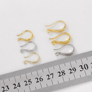 Patterned 14K gold plated earwire hooks with textured floral design for DIY jewelry