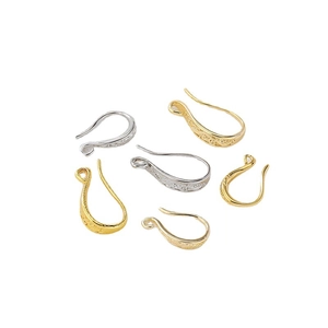 14K gold filled patterned earring hooks in gold and silver for DIY jewelry making