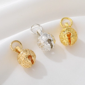 14K gold filled hollow tiger bell charms for DIY jewelry bracelets and necklaces