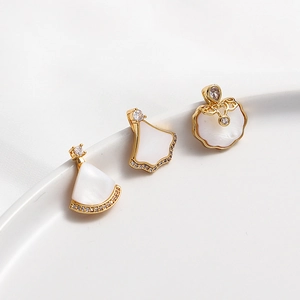 14K vergulde schelphangers in waaiervorm met zirkonia voor het maken van handgemaakte sieraden