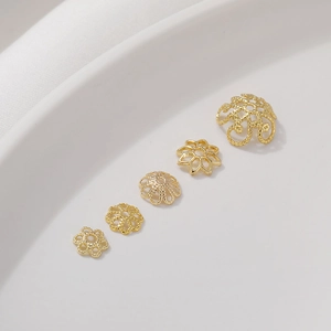 Vijf maten 14K goudgevulde holle bloem kralenkapjes voor DIY sieraden maken