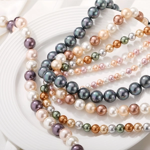 Cuentas de perlas de concha natural en varios tamaños y colores para joyas DIY