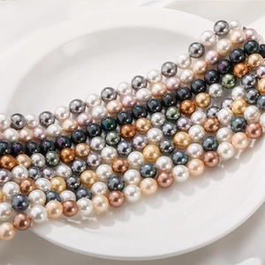 Cuentas redondas de nácar natural en colores variados para la creación de joyas DIY