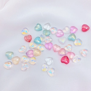 8mm iridescent heart-shaped Czech glass beads for DIY necklaces and bracelets making