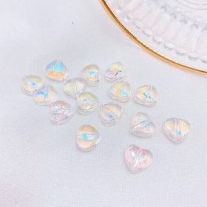 Iridescent 8mm heart-shaped glass beads for DIY jewelry making and craft supplies