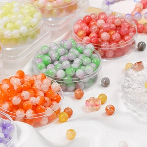 Vintage Style Round Crackle Glass Loose Beads For DIY Jewelry Making Bracelet Necklace Handmade Craft Material Supplies
