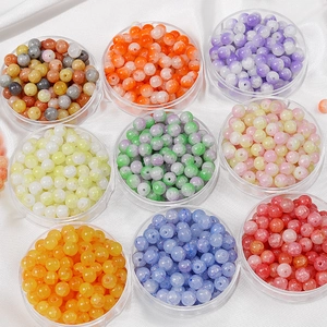 8mm colorful ice cracked glass beads set in round storage boxes for DIY jewelry making