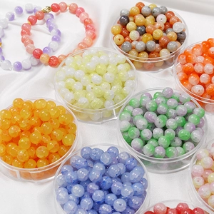 8mm multicolor cracked glass beads for DIY jewelry making with handmade bracelet charms