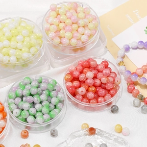 8mm ice cracked gradient glass beads in colorful sets for handmade DIY jewelry crafts