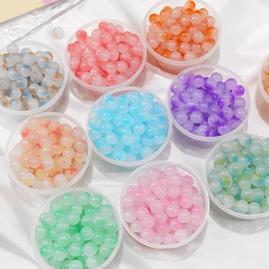 Cuentas redondas de vidrio degradado pastel para joyería DIY en colores de dulces
