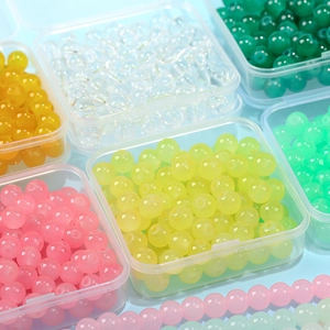 Multi-color 8mm imitation jade glass round beads for DIY jewelry making with storage box