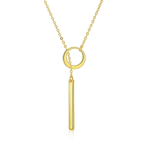 Minimalist gold plated cross and infinity pendant necklace with polished long vertical bar